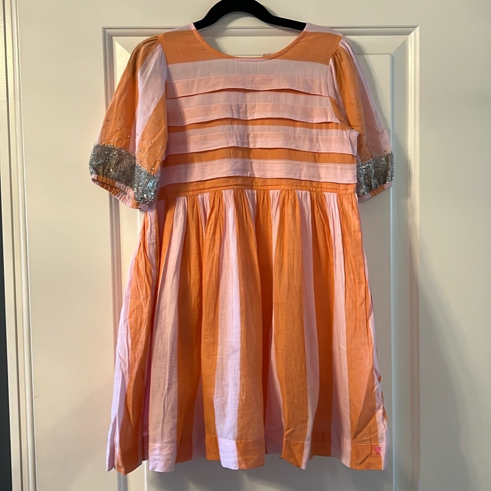 Pink Chicken Pink and Orange Dress with Silver Trim